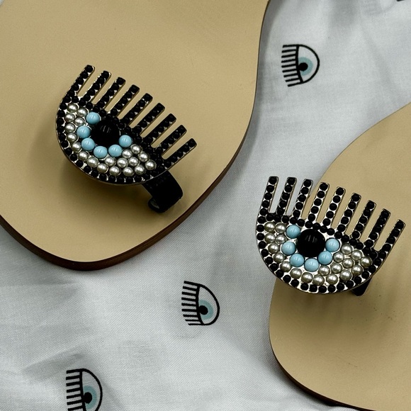 🆕 CHIARA FERRAGNI 🧿 NWOT Flirting Leather Toe Ring Sandal, Black - Sz 36 - Picture 16 of 16